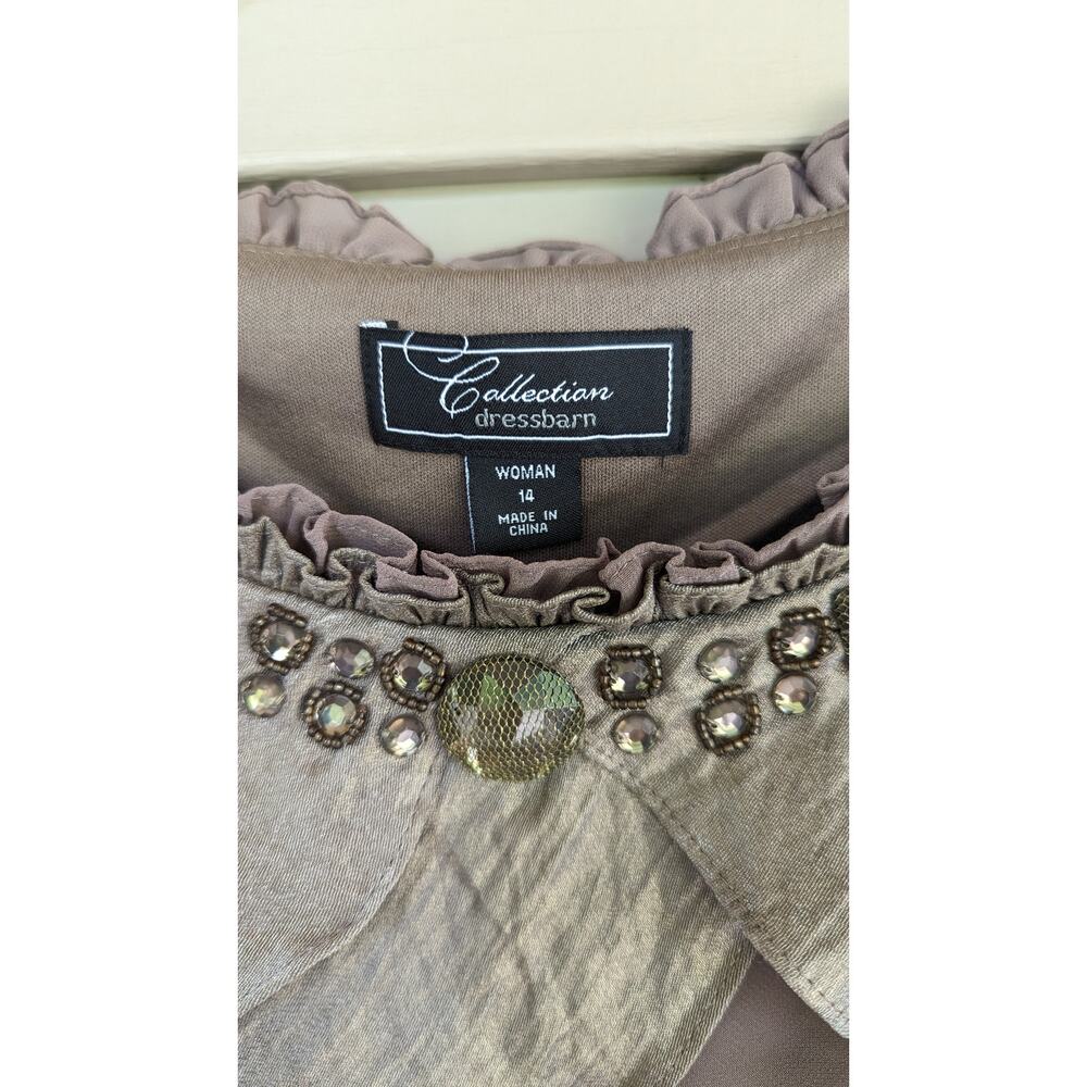 Dress Barn Beige Tiered Dress Size 14 - Picture 3 of 5